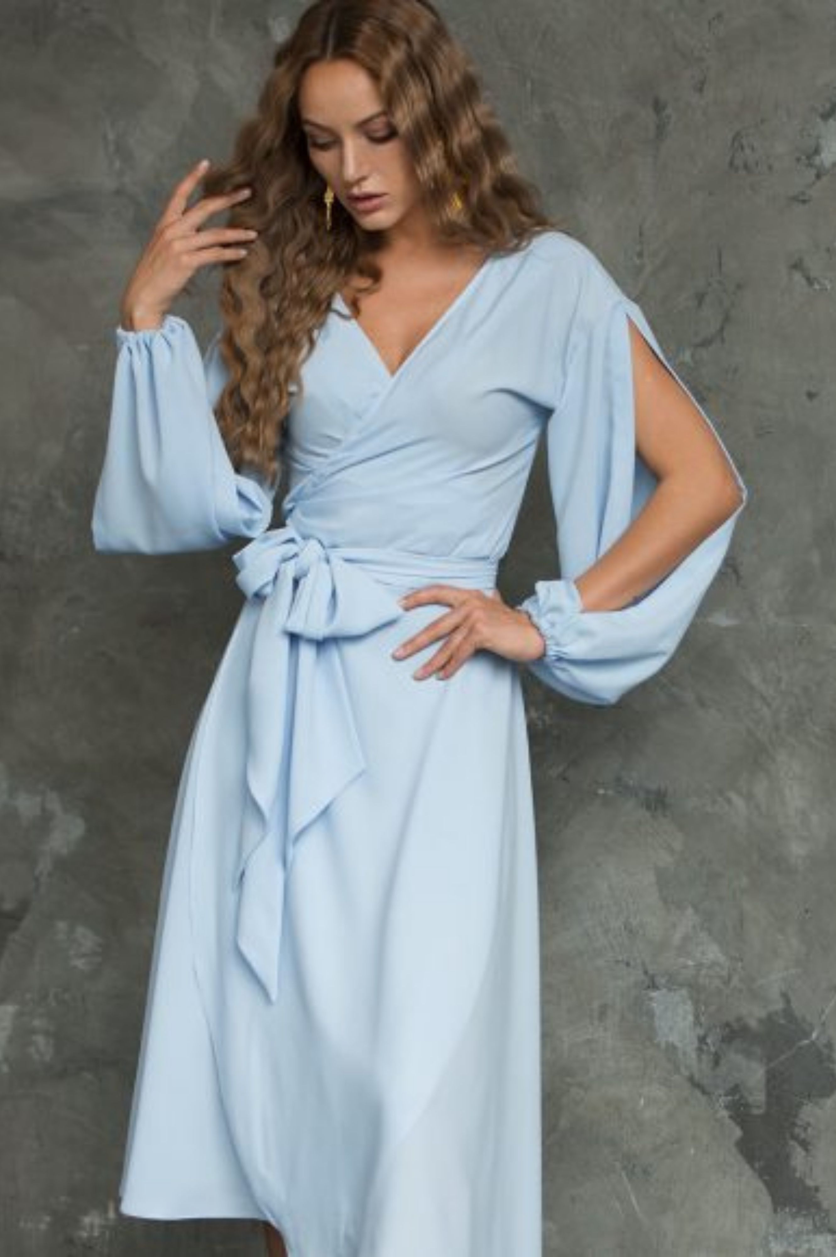 Light Blue wrap-over dress "Lille"