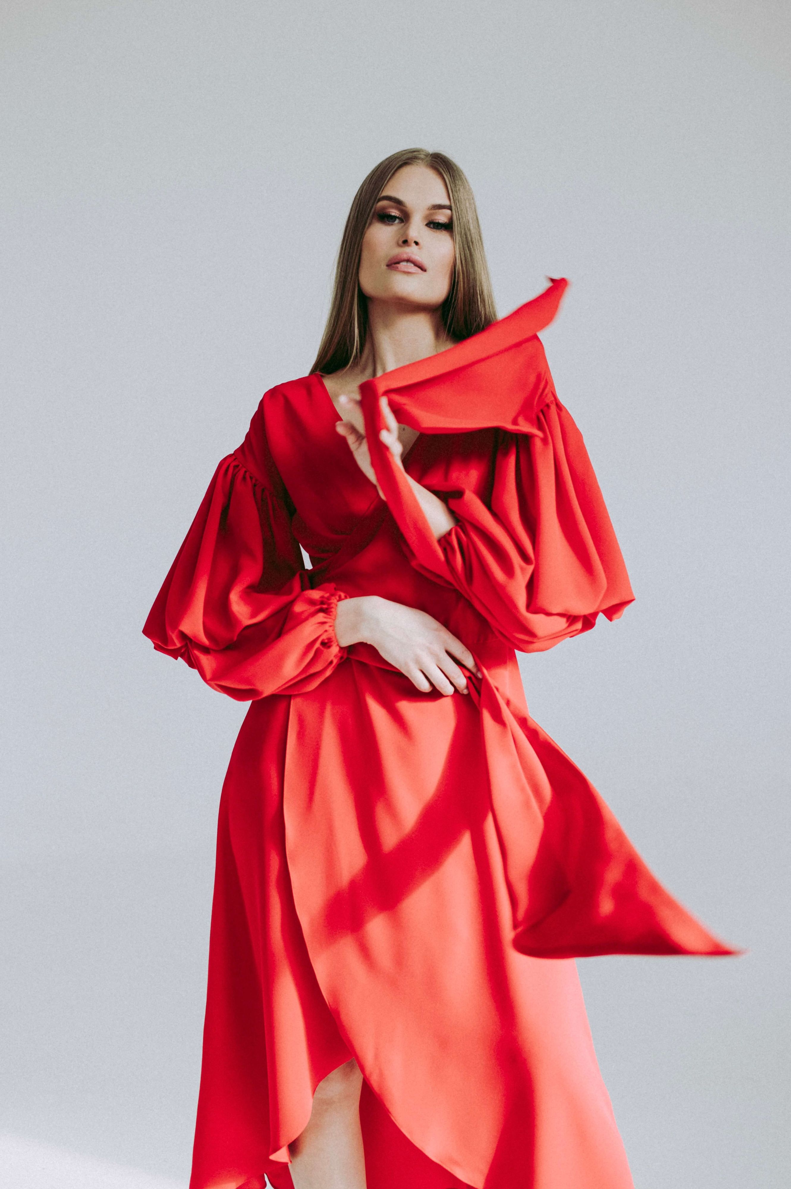 Red wrap-over dress „Nice“