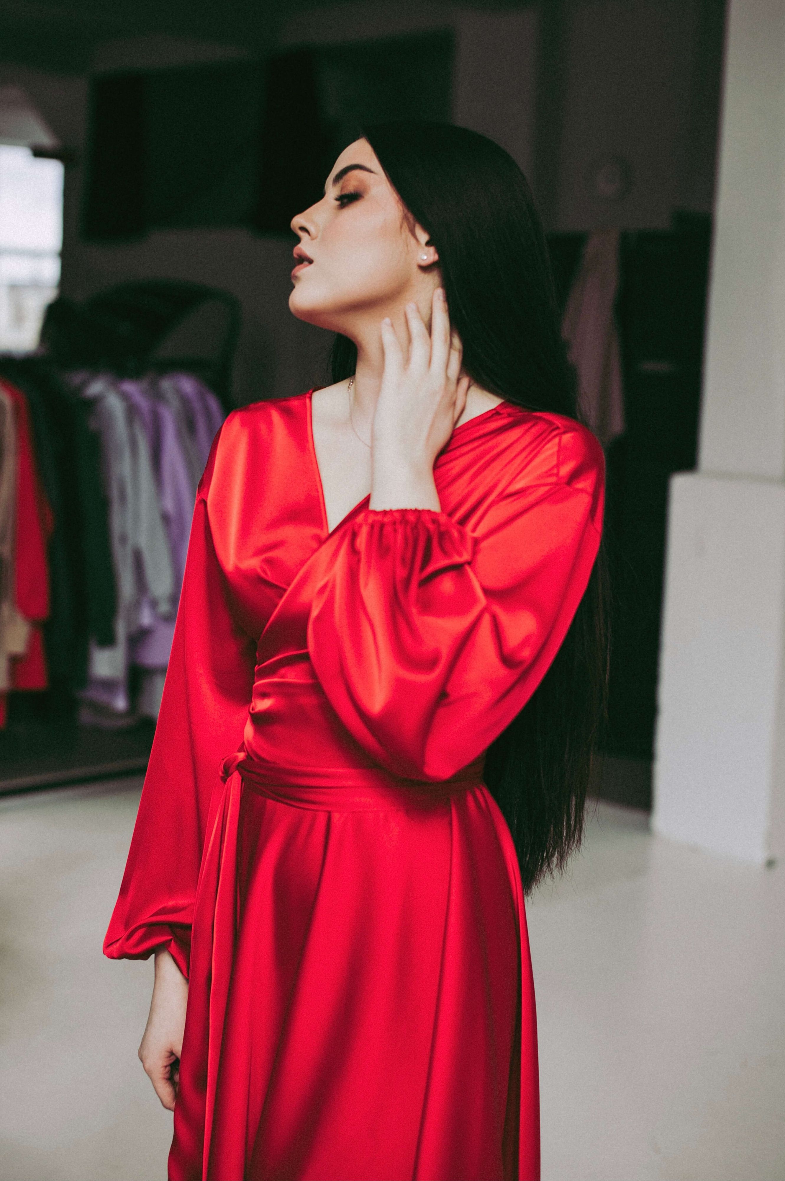Red wrap-over dress "Lille"