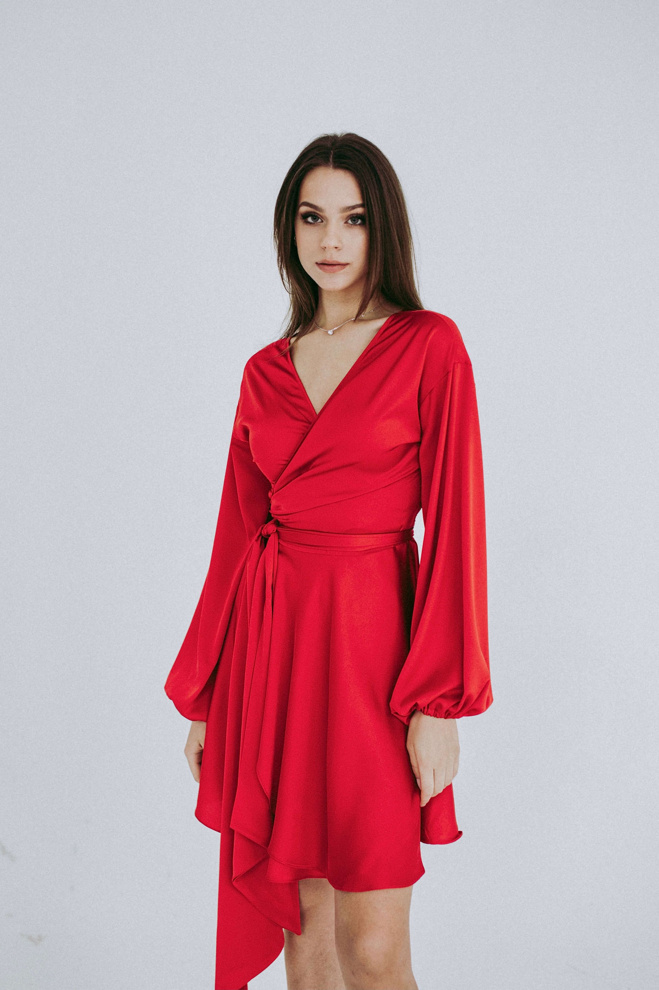 Red wrap-over dress "Lille"