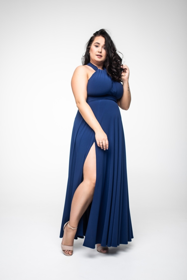 Blue stretchy long MULTI dress