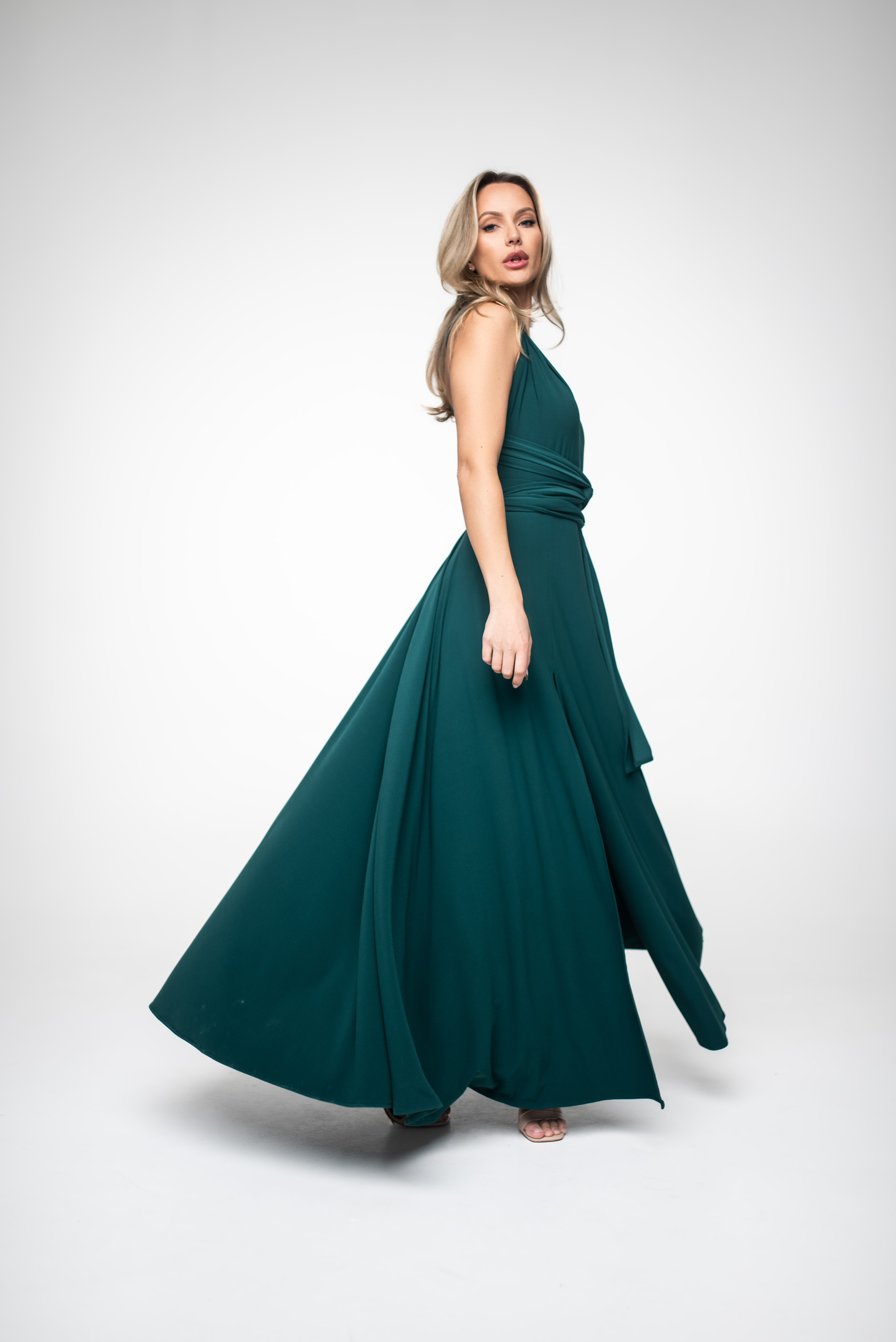 Emerald stretchy long MULTI dress