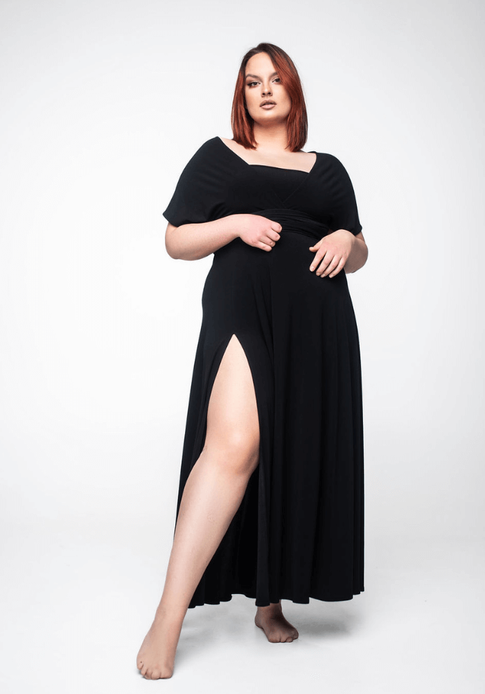 black long convertible dress for plus size
