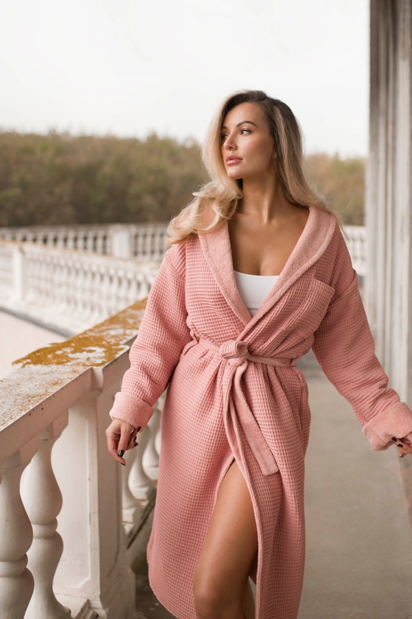Pink women's bathrobe