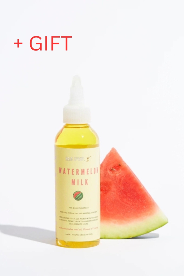 “Watermelon milk” hair syrup for bleached and shiny less hair